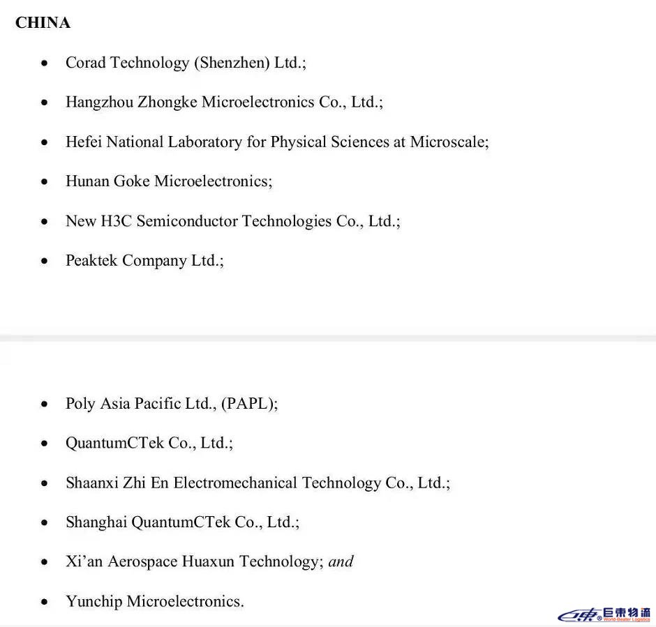 美國新增實體清單的中國企業(yè)及機構(gòu)共有12家！